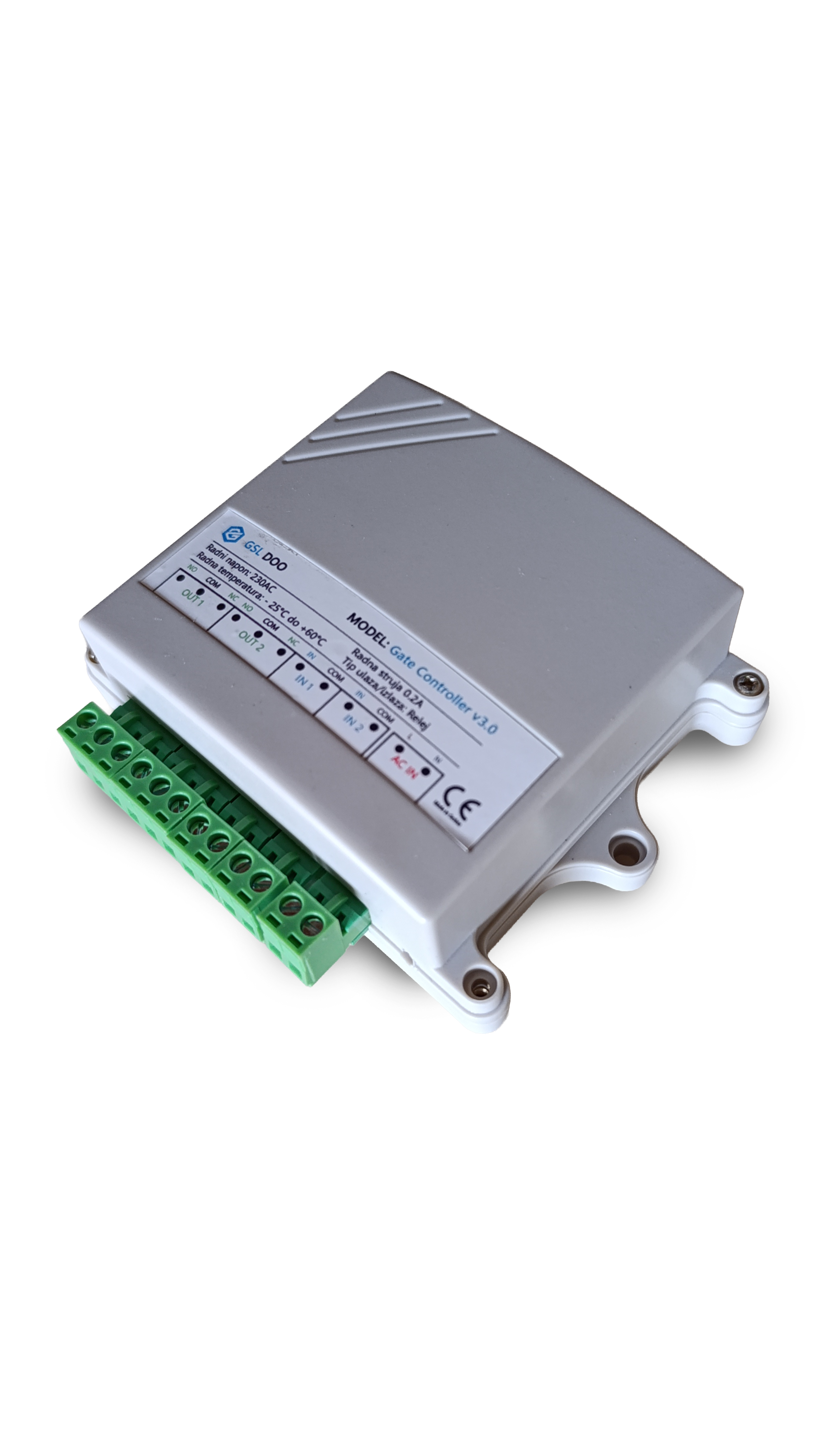 Gate Controller v3.0 u zastitnom kucistu sa prikljucnim terminalima